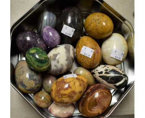 Geology - polished stone eggs including banded agate, marble, amethyst, etc qty