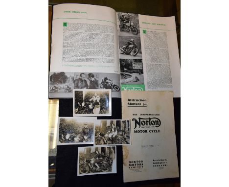 Motorcycle - Norton ephemera, Instruction Manual for The Unapproachable c.1938; The Road Holder, a pamphlet, A commentary on 