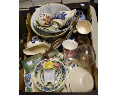 Ceramics and Glass - Mason's Strathmore pattern twin handled square plate; others, bowls, plates, etc; blue and white table c