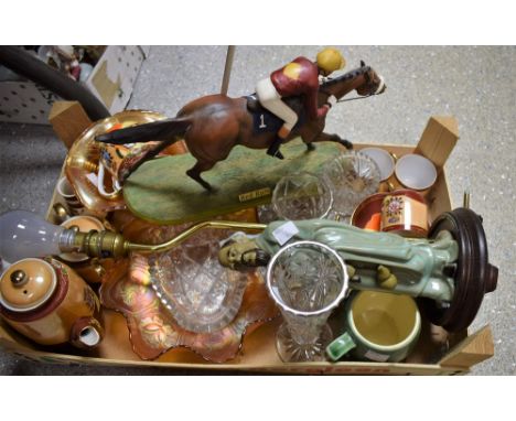Ceramics and Glass - an orange lustre carnival glass dish, moulded with dragons and foliage; a Japanese eggshell coffee set f