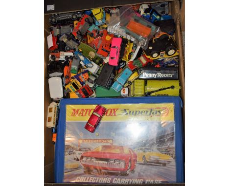 Toys and Juvenalia - die cast models, Dinky, Johnston road sweeper; Matchbox personnel carrier; Corgi, etc; playworn
