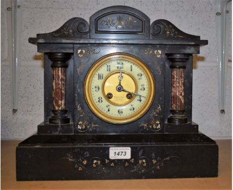A large late 19th century belge noir mantel clock