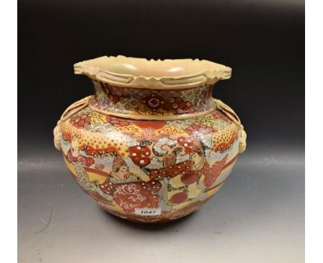 A large 19th century Japanese Satsuma jardiniere