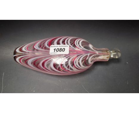 A 19th century Nailsea glass flask, with stopper