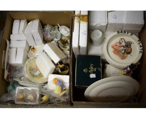 Ceramics - a 1920s baby's plate, circus clown and elephant; other nursery ware including Royal Doulton Bunnykins, Palissey, e