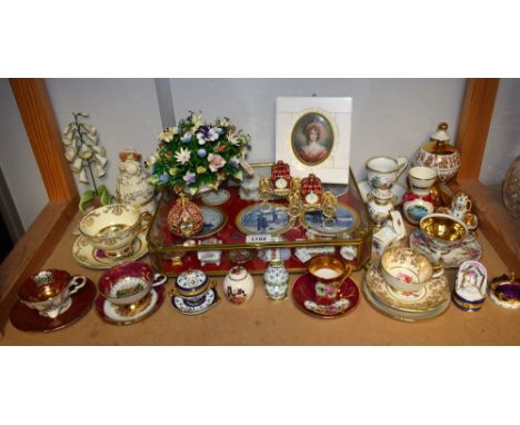 Ceramics - a Richard Ginori cup and saucer; others, Continental and Staffordshire including Limoges, etc; a miniature clock m