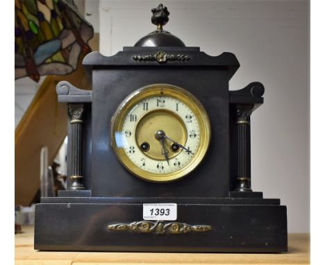 A Victorian chiming Ashford slate mantel clock