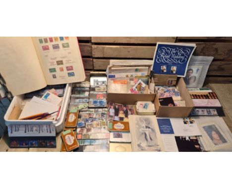 Large collection of loose stamps and album. Albums contains a large quantity of stamps from around the world. Royalty First d