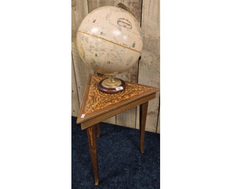 Globe Master desk top globe together with an inlaid musical box 