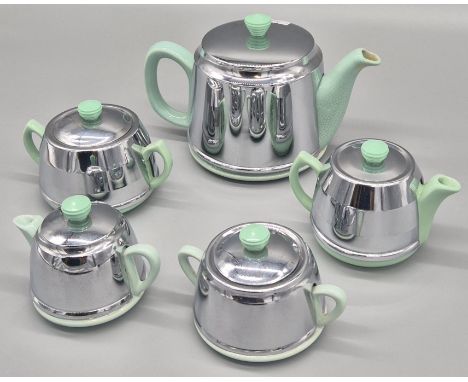 1920/30s Five piece Art deco tea service with original tops