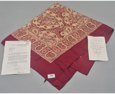 Comedian "Charlie Chester" of the BBC- letter and silk paisley pattern scarf.