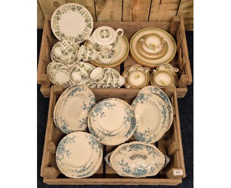 Two Crates of Victorian &amp; Vintage tea wares; Royal Worcester dinner wares, Wedgewood Santa Clara &amp; losol ware dinner 