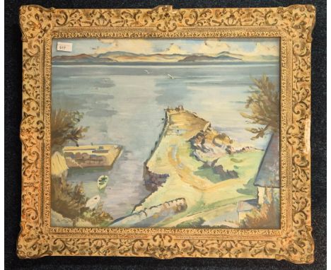 A. Munro Neville Oil painting on board titled "A West Coast Fishing Scene" Fitted within an ornate antique frame. 65x75cm- fr
