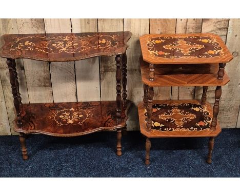 Two Reproduction pieces of Furniture; three tier telephone table &amp; two tier hall console table 