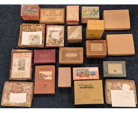 A Collection of 19th and early 20th century wooden jig saw puzzles. 