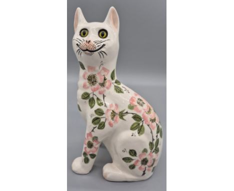 Large Griselda Hill Wemyss ware Bovey cat figure. Fitted with glass eyes. Second. 33cm high. 
