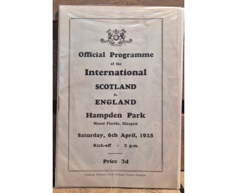 Football Programme. Scotland v. England. Hampden Park. 6th April, 1935. An immaculate copy with no inscriptions and staples e