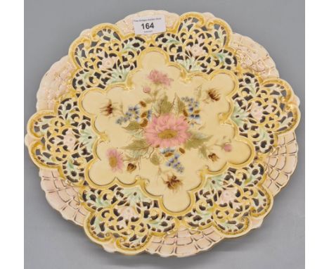 19th Century Zsolnay Pecs pierced charger with 1878-1879 Back stamp. 29cm diameter 