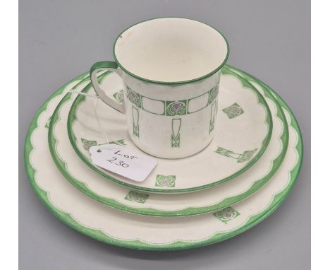 Women’s Suffrage Interest: A Foley bone china trio designed by George Logan, decorated in the suffragette palette of purple a