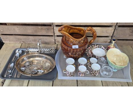 A Selection of Collectables; Royal Crown Derby cups, plate sugar dish, Arthur Wood Hound Handle Jug, Tupton ware vase togethe