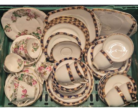 A Crate of collectable tea wares; 1900s Standard tea service &amp; Rosina Flower pattern tea service 