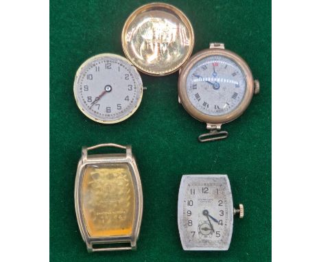 Three vintage 9ct yellow gold cased watches; .W. Benson of London watch. Audax watch and 15 jewels watch. 9 grams- two cases-