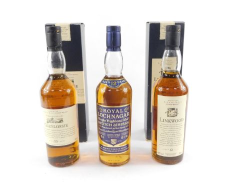 A bottle of Lochnagar Single Highland Malt Scotch Whisky, Aged 12 Years, 70cl, together with a bottle of Linkwood Single Malt