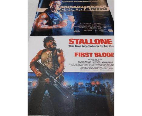 Two film quad posters, comprising First Blood, Stallone, This Time He Is Fighting For His Life, printed by Lonsdale &amp; Bar