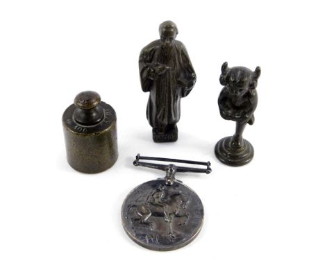 A WWI Great War Medal, named to II A M OI Turner RFC, 143238, a pipe tamper modelled as Kingsley, brass seal cast as the Linc