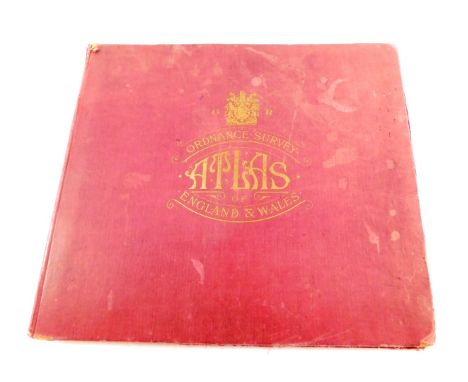 The Ordnance Survey Atlas of England and Wales 1922, 1/4 inch to the mile, folio, gilt tooled red cloth, published by The Ord