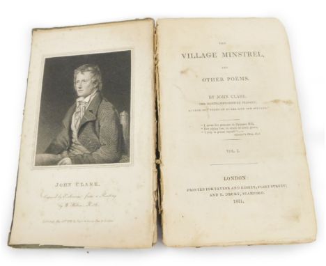 Clare (John). The Village Minstrel and other poems, first edition, Vol I, printed for Taylor &amp; Hassey, London, and E Dury