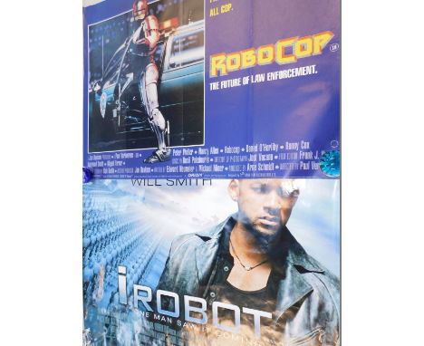 Two quad film posters, comprising Robocop, The Future Of Law Enforcement, and I,Robot, In Cinemas August 6th.