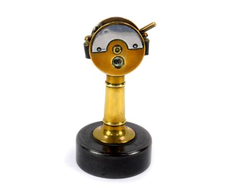 An early 20thC turned brass model of a ship's engine order telegraph, 13cm H.