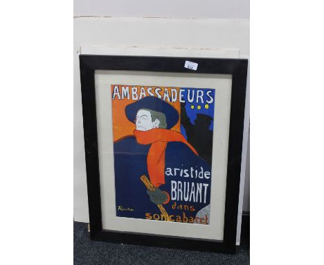 A framed French Ambassadeurs poster, together with four unframed French movie posters 