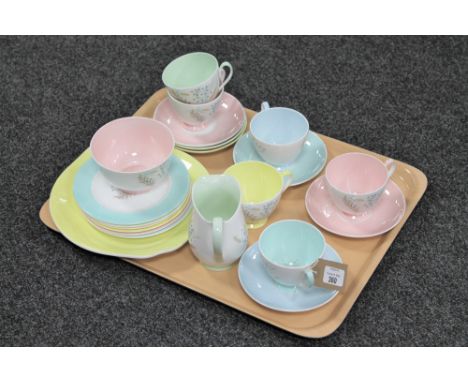 A tray of twenty one piece Queen Anne glade china tea service 