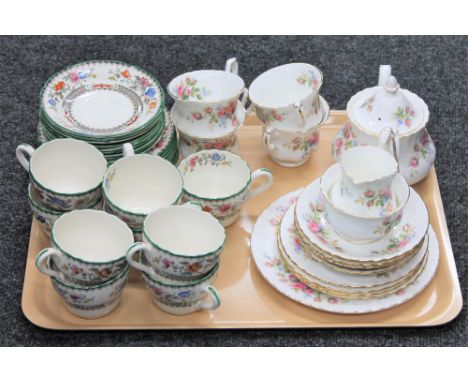 A tray of sixteen piece Royal Albert Moss rose tea service together with a further twenty seven pieces of Spode Chinese rose 