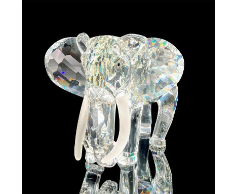Part of the SCS Inspiration Africa collection. Lead crystal figure adorned with frosted crystal tusks and polished jet crysta