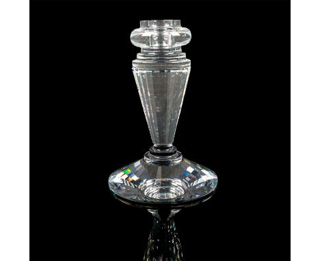 Limited edition lead clear crystal candlestick designed for Swarovski colorless glass.Artist signature etched on base. Swarov