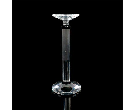 Limited edition lead clear crystal candlestick with jet black crystal accents to the top and bottom.Artist signature etched o