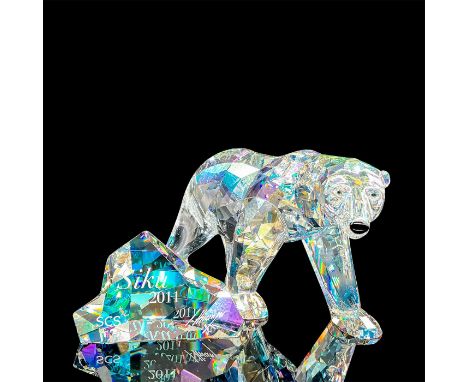 Retired SCS annual edition lead crystal polar bear excellently crafted from crystal moonlight with jet crystal eyes and nose.