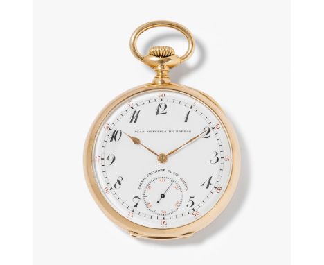 Patek Philippe, Gold-Taschenuhr für J. Oliveira de Barros, um 1912Guillochiertes, signiertes 750 Gelbgold-Gehäuse, Nr. 272298