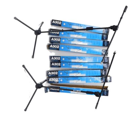 A quantity of Quik Lok A302 tripod microphone boom stands. 