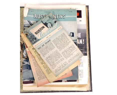 A quantity of Ruston News, to include weekly magazines from 1960's, bound, The Ruston News for 1950's, small group of associa