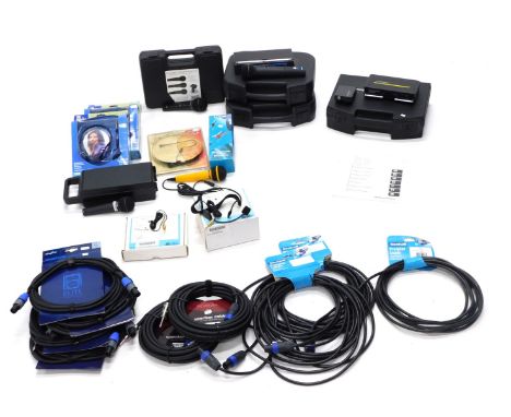 Two boxes of sound, speaker and other leads etc. 