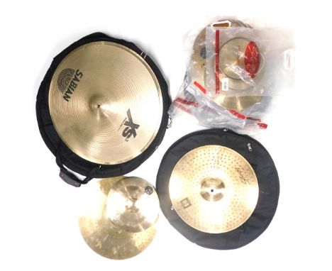 A quantity of Stagg, XS Sabian, and other drum symbols.