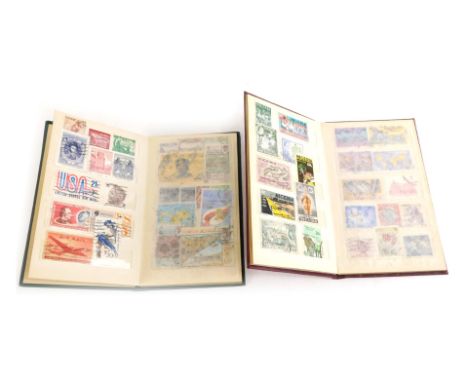 Two small stamp stockbooks, each containing world stamps to include Australia, Nigeria, United States, Commonwealth, etc. 