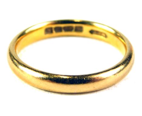 A 22ct gold wedding band, of plain design, ring size M½, 4.2g. 