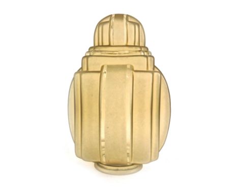 An orange Art Deco style frosted glass light shade, 25cm high. 