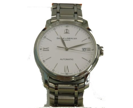 A Baume and Mercier Classima executive gentleman's wristwatch, model 6554, with white enamel dial, silvered markers and date 