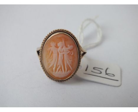 A cameo ring in 9ct - size R - 3.5gms